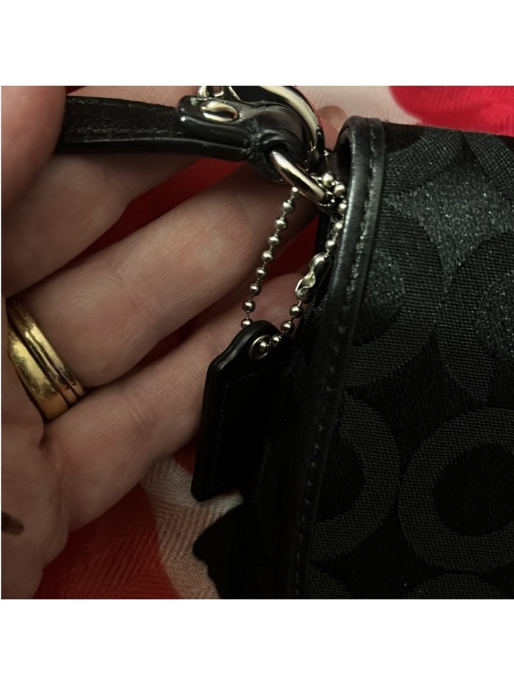 Coach Kristen Canvas Clutch with Silver Hardware & Tiffany Blue Satin Interior - Picture 9 of 11